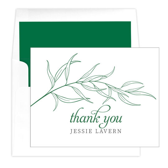 Floral Vine Folded Thank You Note Cards
